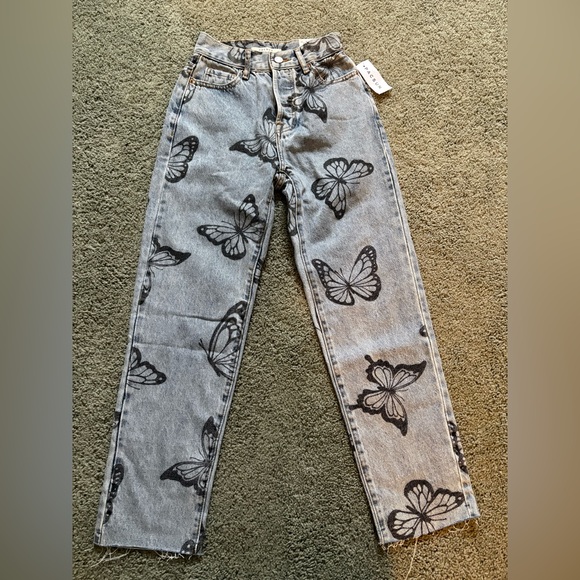 PacSun Denim - Pacsun Butterfly High Rise Straight Jeans Button Fly Womens Size 22 Raw Hem NWT